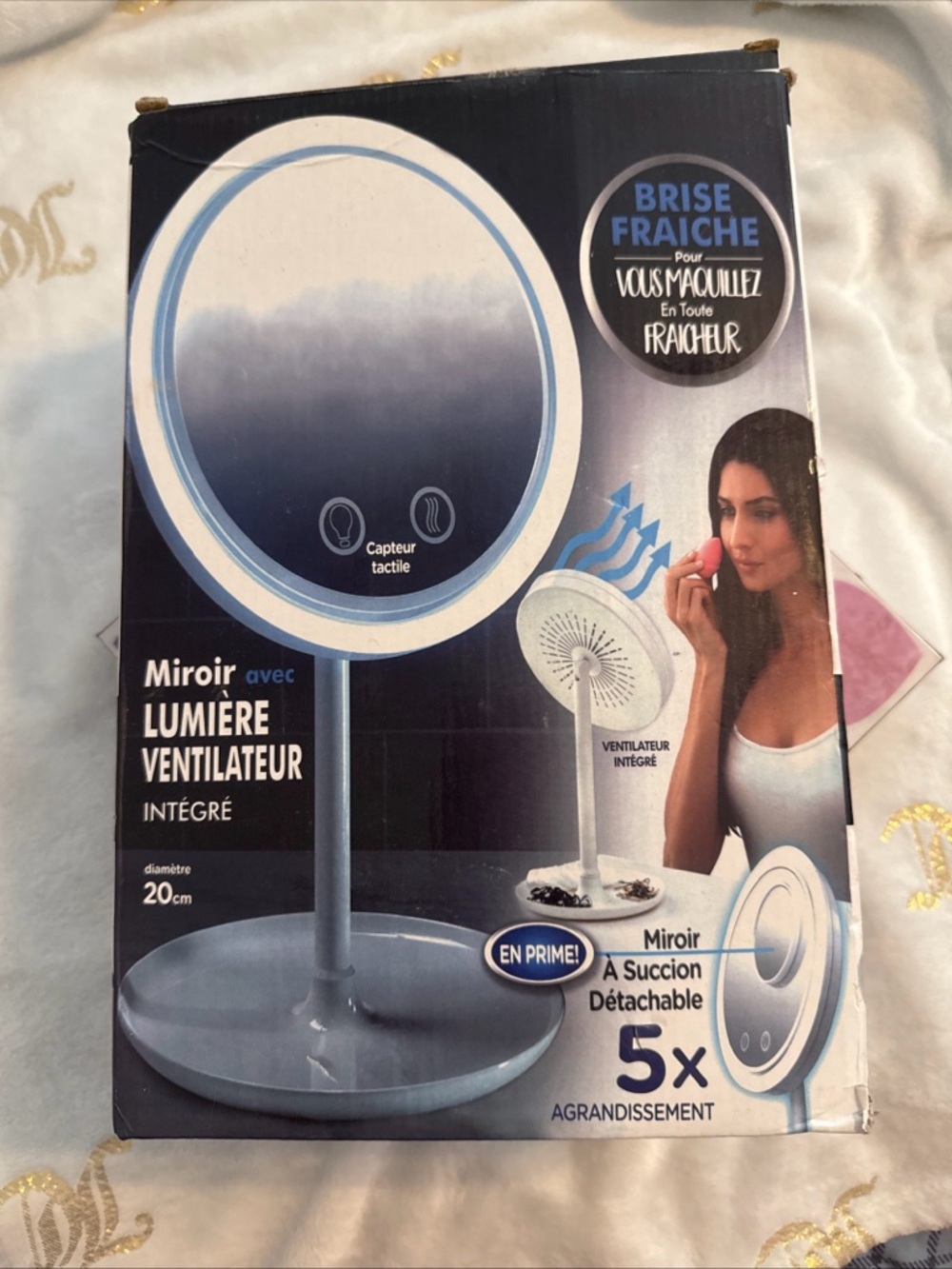 Mirror with Light and Built-in Fan - Blue